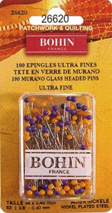 Bohin 26620 Flexible Ultra Fine Glass Head Pins 1-3/8in x .40mm (100)